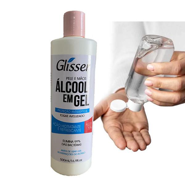 Alcool Gel 70 % Antisséptico Bactericida para Mãos 500ml - Glisser