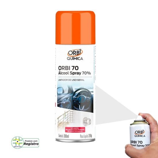 Álcool Spray 70° Antisséptico e Higienizador 300ML 209G Orbi