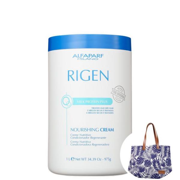 Alfaparf Rigen Milk Protein Plus - Máscara de Nutrição 1000ml+Bolsa Estampada Beleza na Web