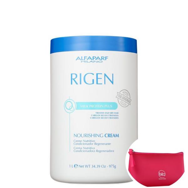 Alfaparf Rigen Milk Protein Plus Nourishing Cream Máscara 1000ml + Nécessaire Pink Beleza na Web