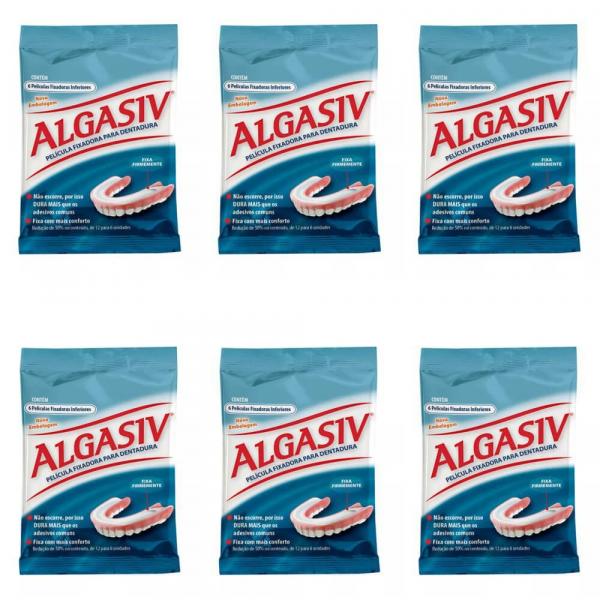 Algasiv Películas Adesivas de Dentaduras Inferior C/6 (Kit C/06)