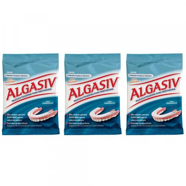 Algasiv Películas Adesivas de Dentaduras Inferior C/6 (kit C/03)