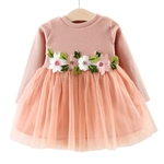 Algodão Bebé bonito caçoa Princess Dress Moda Doce Knit Vestido Gauzy