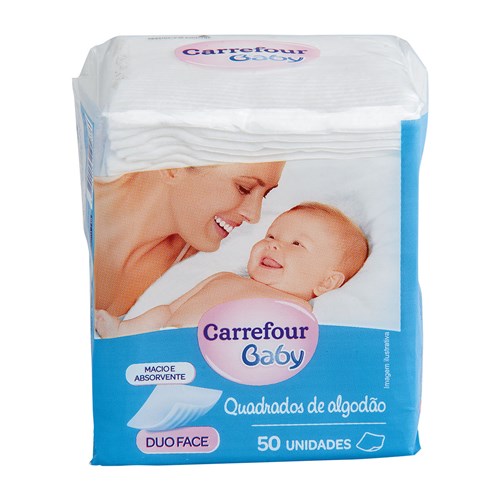 Algodão Quadrado Carrefour Baby 50 Unidades