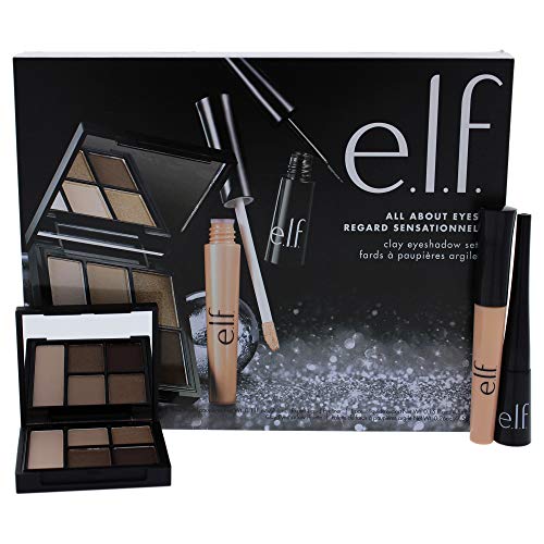 All About Eyes Set By E.l.f. For Women - 3 Pc Clay Eyeshadow Palette, Expert Liquid Liner, Eyelid Pr