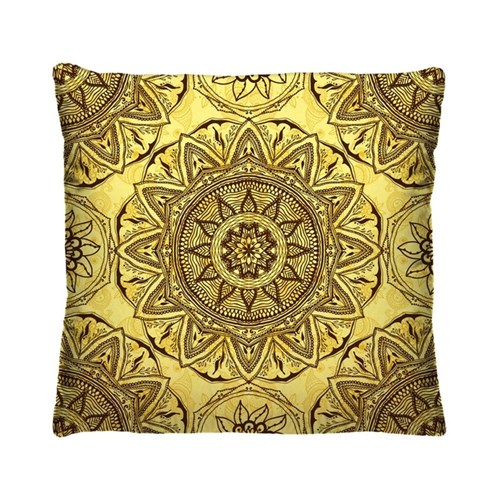 Almofadas Decorativas Cod 10 com Enchimento Mandala 40Cm Amarelo