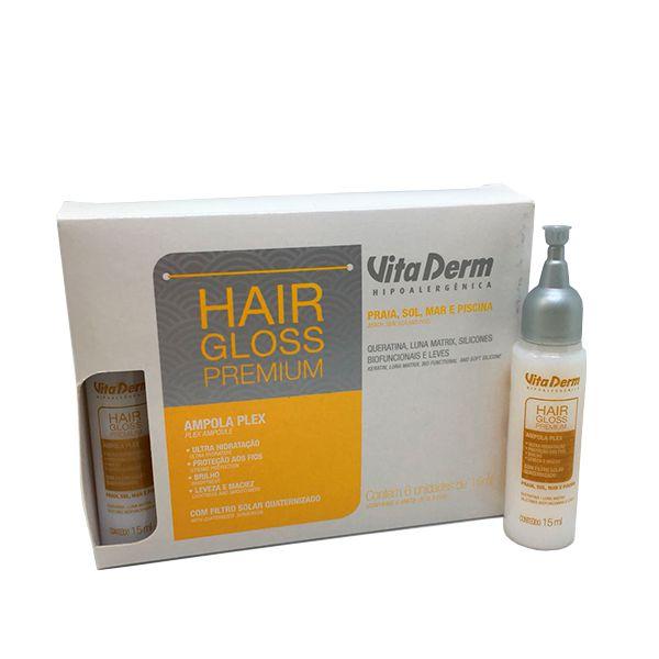 Ampola Plex Hair Gloss Premium Vita Derm Caixa com 6 Unidades de 15ml Cada