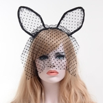 Amyove Lovely gift Orelhas de gato Lace Mulheres Sexy Girl Dot Veil Headwear acessórios de cabelo
