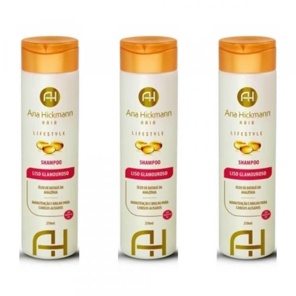 Ana Hickmann Hair Lifestyle Liso Glamouroso Shampoo 300ml (Kit C/03)