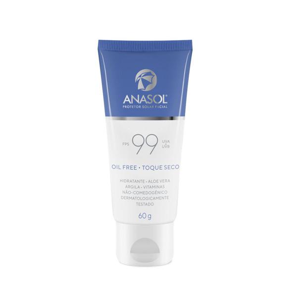 Anasol Protetor Solar Facial FPS99 60g Hipoalergênico - Toque Seco - Argila - Aloe Vera - Vitaminas