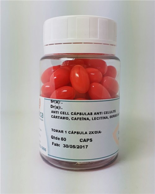 Anti Cell - Cápsulas Anti Celulite - Cártamo, Cafeína, Gergelim, Lecitina, e Sem. de Uva