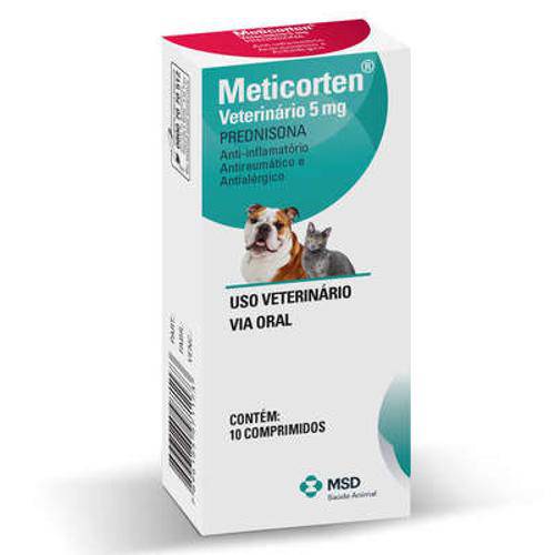 Anti-Inflamatório Msd Meticorten Vet de 10 Comprimidos - 5 Mg