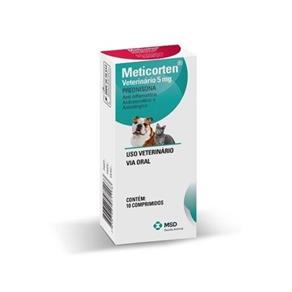 Anti-Inflamatório para Cães e Gatos Meticorten Msd 5Mg 10 Comprimidos