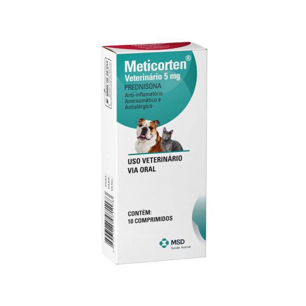 Anti-inflamatório para Cães e Gatos Meticorten MSD 5mg 10 Comprimidos