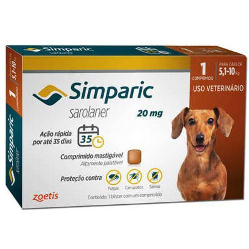 Anti Pulgas Zoetis Simparic 20 Mg para Cães 5,1 a 10KG 1CP