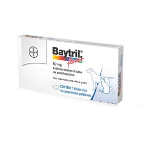 Antibiótico Bayer Baytril Flavour 50 Mg - 10 Comprimidos