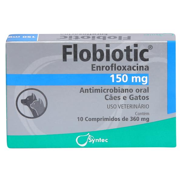 Antibiótico Flobiotic Syntec 150mg C/ 10 Comprimidos P/ Cães e Gatos