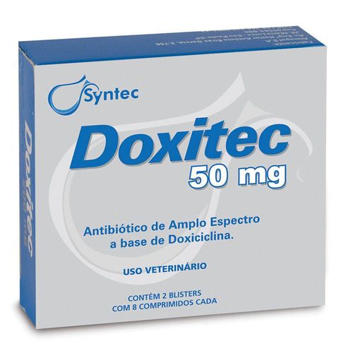 Antibiótico Syntec Doxitec 50 Mg 16 Comprimidos para Cães e Gatos