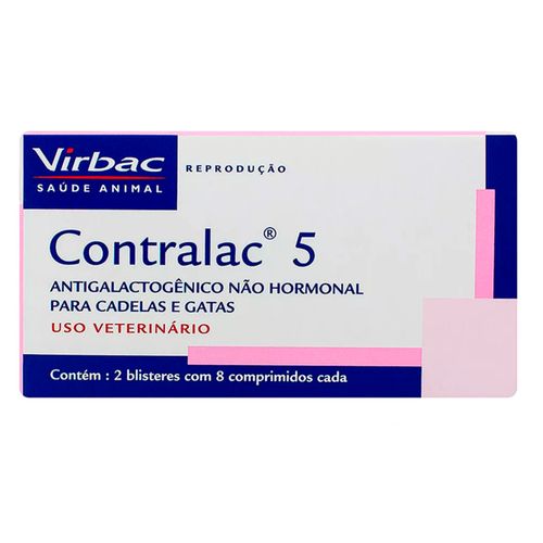 Antigalactogênico Virbac Contralac 5 para Cães e Gatos 16 Comprimidos