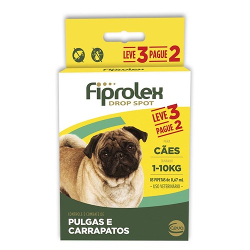 Antipulgas Ceva Fiprolex para Cães Até 10Kg - Leve 3 Pague 2