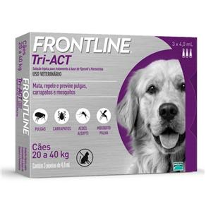 Antipulgas e Anticarrapatos Frontline Tri-ACT para Cães de 20 a 40 Kg - 3 Pipetas
