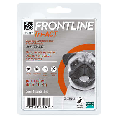 Antipulgas e Anticarrapatos Frontline Tri-ACT para Cães de 5 a 10 Kg - 1 Pipeta