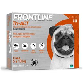 Antipulgas e Anticarrapatos Frontline Tri-ACT para Cães de 5 a 10 Kg - 3 Pipetas