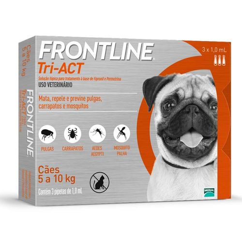 Antipulgas e Anticarrapatos Frontline Tri-act para Cães de 5 a 10 Kg - 3 Pipetas