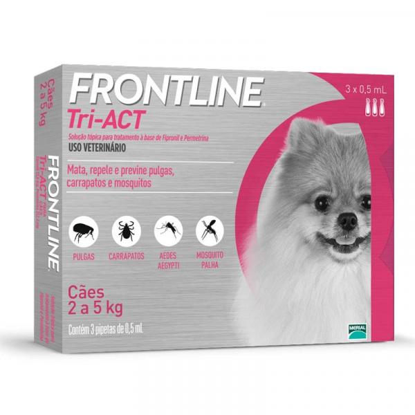 Antipulgas e Anticarrapatos Frontline Tri-ACT para Cães de 2 a 5 Kg - 3 Pipetas