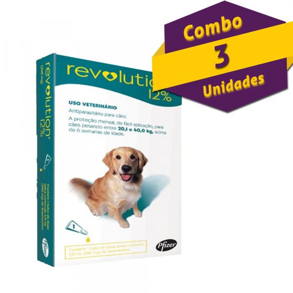 Antipulgas e Anticarrapatos Revolution 12 Combo para Cães de 20 a 40 Kg