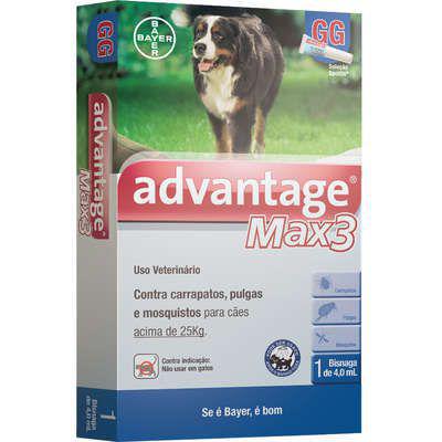 Antipulgas e Carrapatos Bayer Advantage MAX3 para Cães Acima de 25 Kg - 4 ML