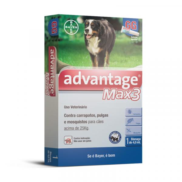 Antipulgas e Carrapatos Bayer Advantage MAX3 para Cães Acima de 25 Kg