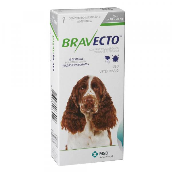 Bravecto Antipulgas e Carrapatos para Cães de 10 a 20 Kg - Msd Saúde Animal