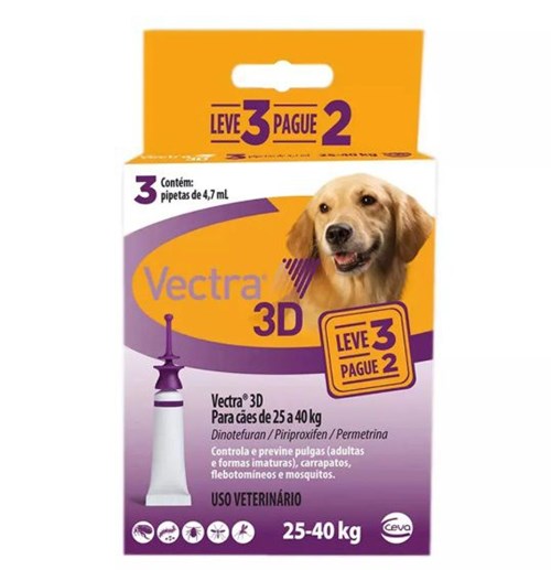 Antipulgas e Carrapatos Ceva Vectra 3D para Cães de 25 a 40 Kg 3 Pipetas