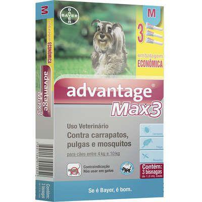 Antipulgas e Carrapatos Combo Advantage Max3 para Cães Entre 4 e 10kg 1,0ml - Bayer