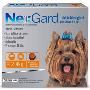 Antipulgas e Carrapatos Nexgard Merial para Cães de 2 a 4Kg - 1 Tablete