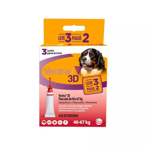 Antipulgas e Carrapatos para Cães de 40 a 67kg Vectra 3D - 3 Pipetas - Ceva