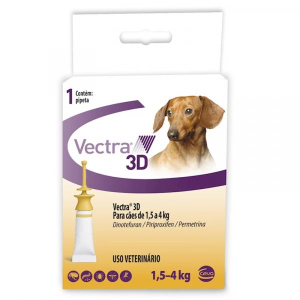 Antipulgas e Carrapatos Vectra 3d - Cães de 1.5 a 4 Kg (1 Pipeta) - Ceva