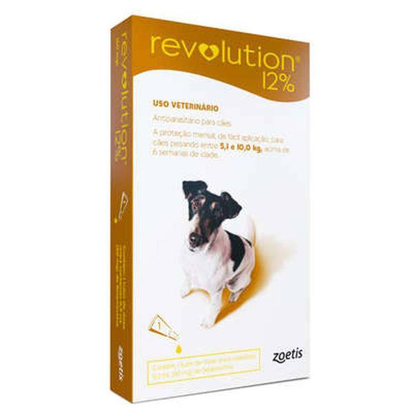 Antipulgas e Carrapatos Zoetis Revolution 12 para Cães de 5 a 10 Kg - 1 Ampola de 0,5 ML