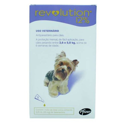 Antipulgas e Carrapatos Zoetis Revolution 12 para Cãesde 2,5 a 5 Kg