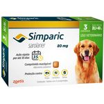 Antipulgas Simparic 80 Mg para Cães 20,1 a 40 Kg - Zoetis 3 Comprimidos