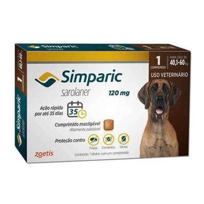 Antipulgas Zoetis Simparic 120 Mg para Cães 40,1 Á 60 Kg 1 Comprimido