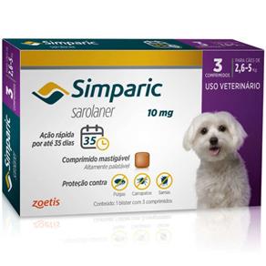 Antipulgas Zoetis Simparic 10 Mg para Cães 2,6 a 5 Kg - 3 Comprimidos