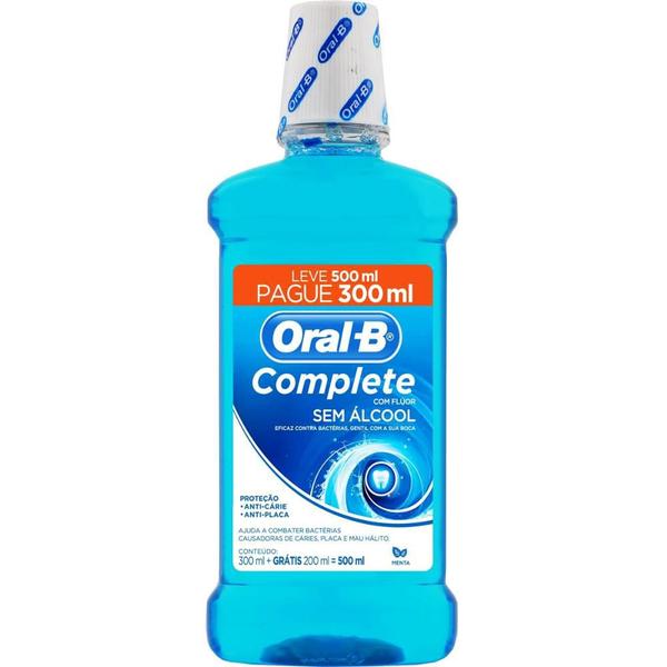 Antisséptico Bucal Oral-B Complete Menta Leve 500mL e Pague 300mL - Oral B