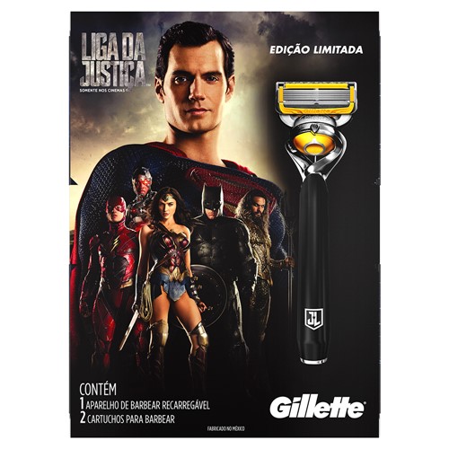 Aparelho de Barbear Gillette Fusion Proshield Liga da Justiça + 2 Cartuchos