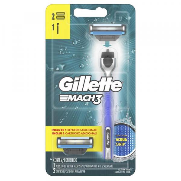 Aparelho de Barbear Gillette Mach3 Acqua Grip C/ 2 Unidades