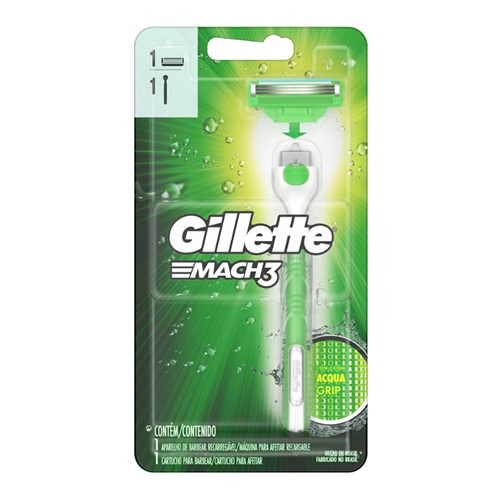 Aparelho de Barbear Gillette Mach3 Acqua Grip Sensitive + 1 Carga