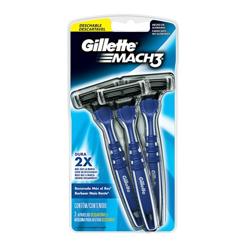 Aparelho de Barbear Gillette Mach3 Descartável com 3 Unidades