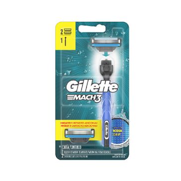 Aparelho de Barbear Gillette Mach3 Regular Acqua Grip 2 Cargas