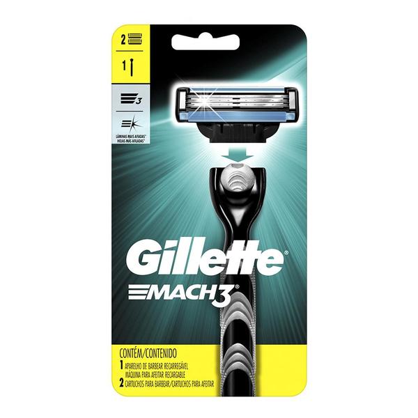 Aparelho de Barbear Gillette Mach3 Regular + 2 Cargas - Mach 3